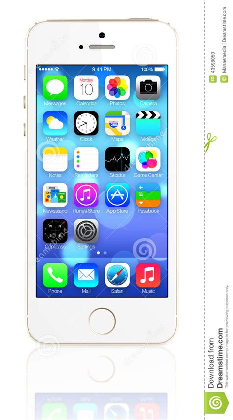 Gold Iphone 5s Showing The Home Screen With Ios7 Editorial