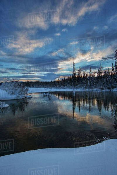 Sunset Over Mcintyre Creekwhitehorse Yukon Canada Stock Photo