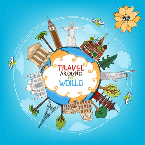 World Travelling Elements Creative Vector Set 05 Vector Other Free