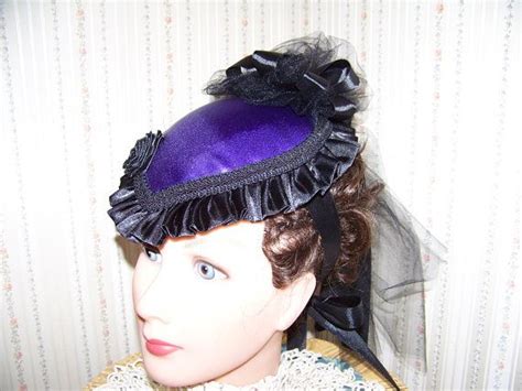 Ladies Civil War Hat Purple Satin Victorian Teardrop Etsy Purple