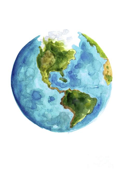 Planet Earth South America Illustration Watercolor World Map Painting