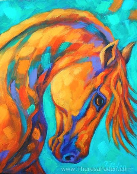 California Artwork Bright Colored Original Horse Art By Theresa Paden