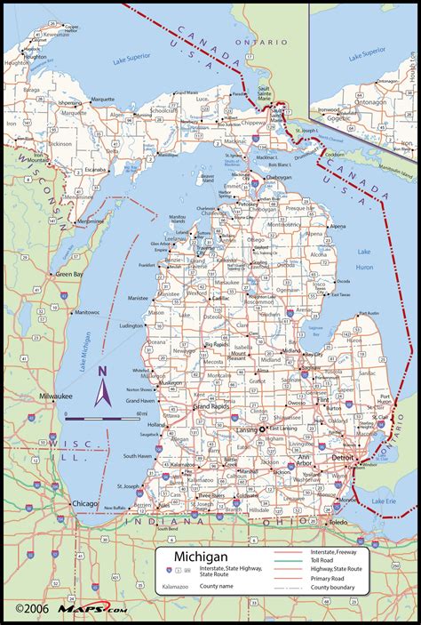 Michigan County Wall Map