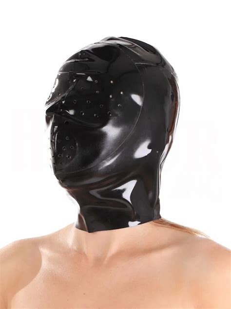 Latex Hood Sexy Latex Rubber Fetish Mask Latex Game Mask With Pinking Eyes Mouth Mm