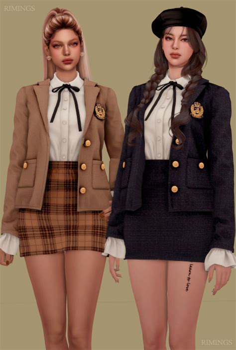 Rimings Prestigious Highschool Uniform Sims 4 Mods Clothes Sims 4
