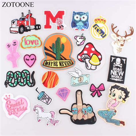 Zotoone 1pcs Heart Snake Unicorn Girl Patch Embroidery Iron On Patches