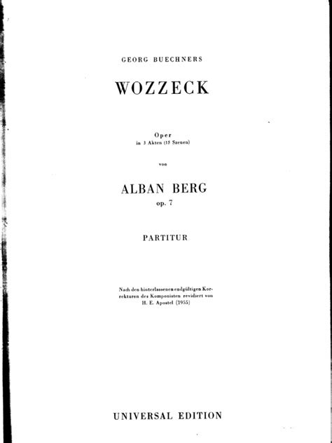 Alban Berg Opera Wozzeck Orchestral Full Score Pdf Opera