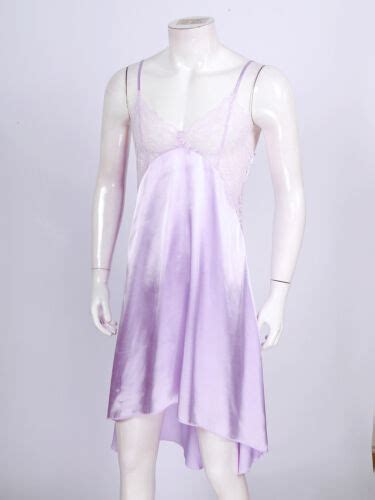 sissy men s satin silky costumes dress crossdresser lingerie nightwear pajamas ebay