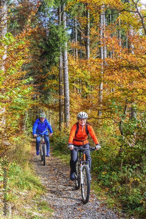 radtour im herbstlichen wald stock foto adobe stock