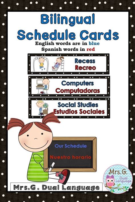 Set Of 42 Schedule Cards For The Bilingual Or Two Way Dual Language