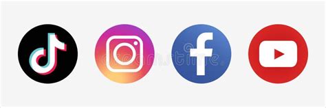 Set Of Most Popular Social Media Logos White Background Facebook