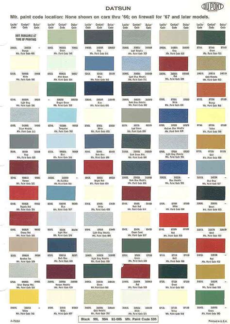 Color Chart Car Colors List