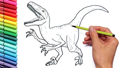 Drawing and Coloring Velociraptor Jurassic World - Dinosaurs Coloring