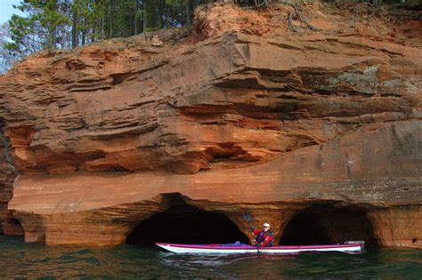 The Inland Sea Caves Are A Huge Draw For Kayaking In Lake Superior And
