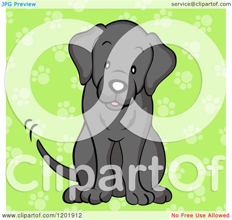 Cartoon Of A Cute Black Labrador Dog Sitting And Wagging His Tail Over