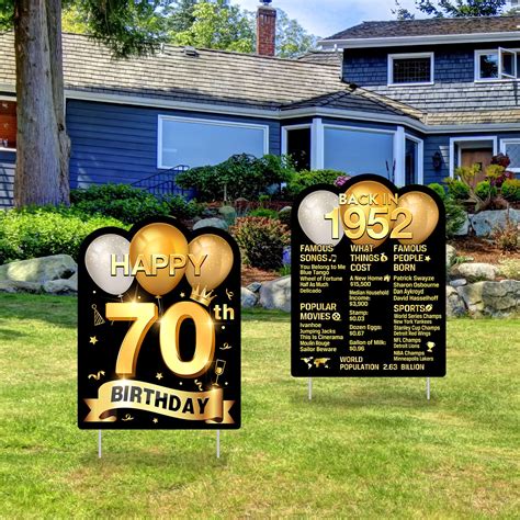 Buy 2 Pack 70th Birthday Yard Sign With Stakes Outdoor Lawn Gold