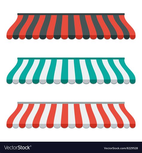 Set Striped Awnings For Shop And Marketplace Vector Image