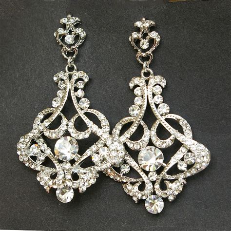 Crystal Chandelier Bridal Earrings Vintage Wedding Earrings Etsy