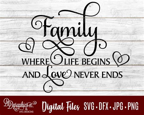 Family where life begins and love never ends SVG/ Family SVG / | Etsy