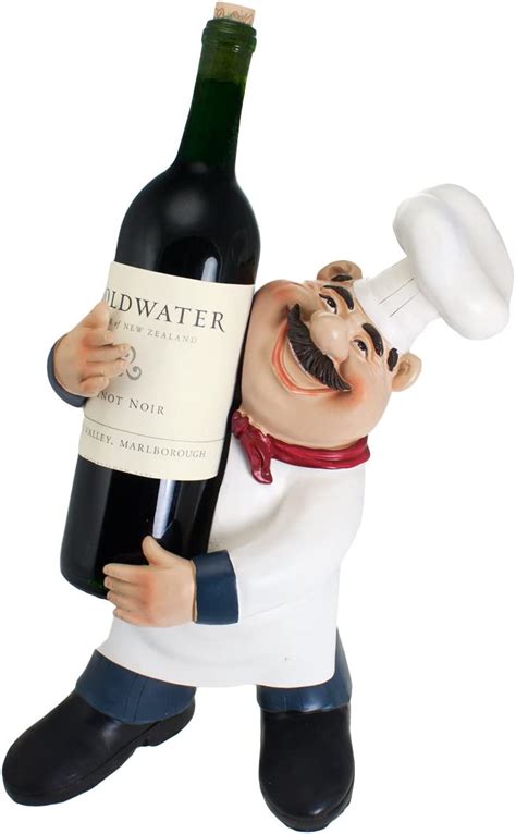 Fat Chef Kitchen Wine Bottle Holder Statue Figure Italian