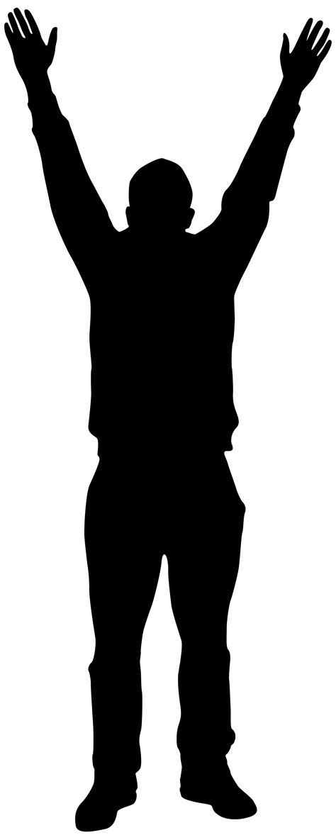 Silhouette Man Clip Art Man With Hands Up Silhouette Png Clip Art