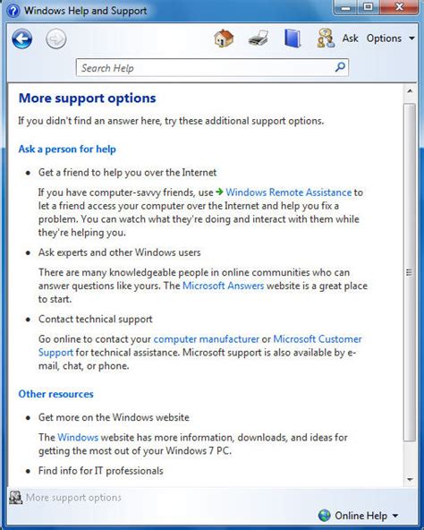 Using The Windows 7 Help And Support Center