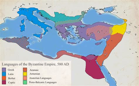 Languages Of The Byzantine Empire 580 Ad Vivid Maps