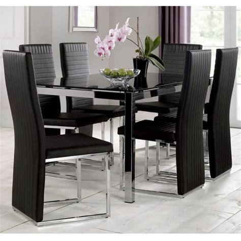 Tempo Black Dining Table With Black Chairs Fads