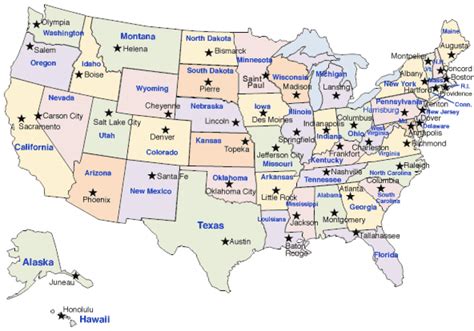 Us Map With States Labeled And Capitals Printable Map