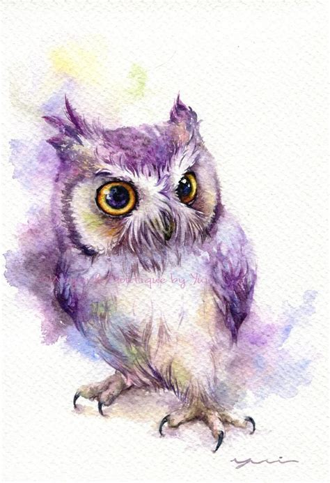 Print Owl Watercolor Painting 75 X 11 Etsy In 2020 Owl Watercolor