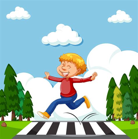 A Happy Boy Crossing The Road 297388 Vector Art At Vecteezy