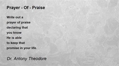 Prayer Of Praise Prayer Of Praise Poem By Dr Antony Theodore
