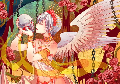 Tagme Red Vocaloid Chain Wings Rose Angel Manga Yellow Feng