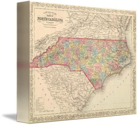 Vintage Map Of North Carolina 1859 By Alleycatshirts Zazzle