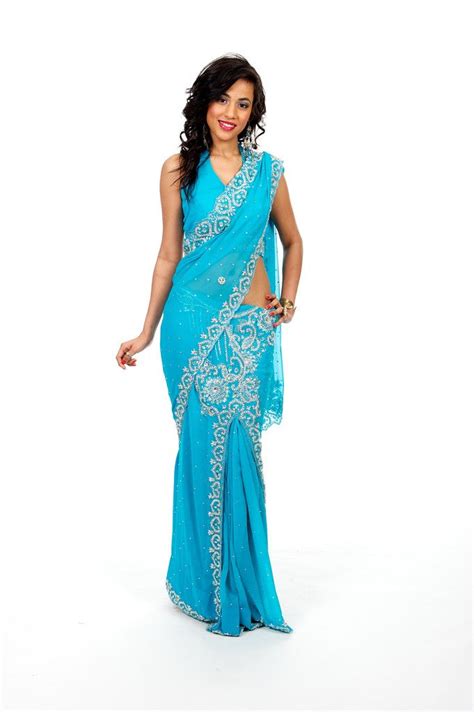 rent buy indian designer ready made sari saree blue with diamonds for wedding sangeet party