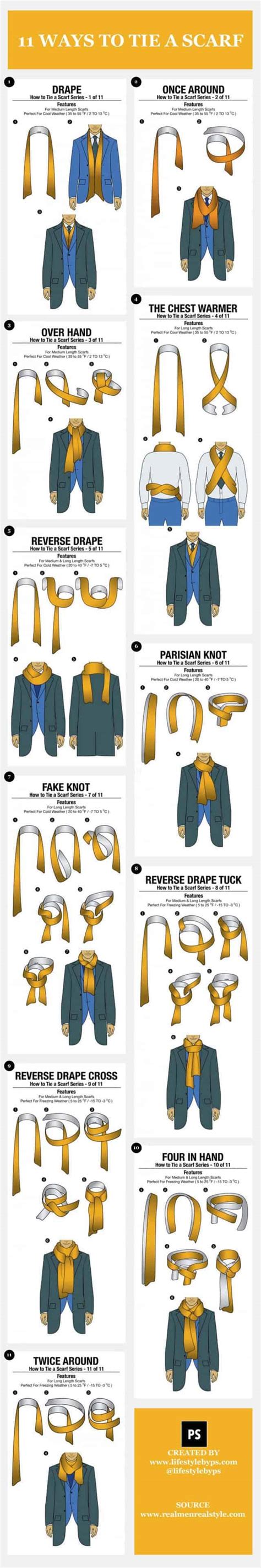 How to tie mens scarf. 11 Simple Ways to Tie a Scarf | Daily Infographic