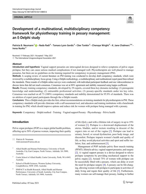 Pdf Development Of A Multinational Multidisciplinary Competency