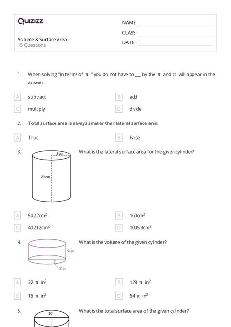 50 Volume And Surface Area Of Cones Worksheets On Quizizz Free