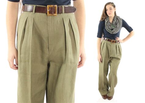 42 Vintage 80s High Waisted Trousers Pleated Pants Mens Style