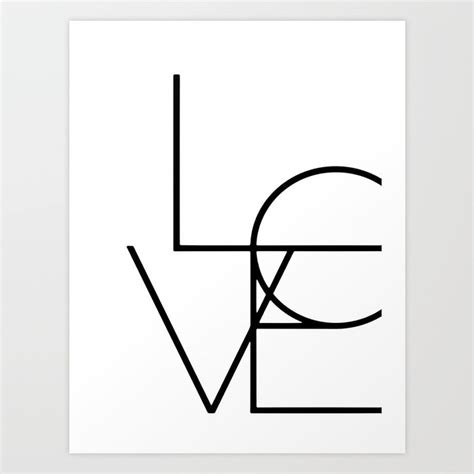 A Black And White Minimal Art Print With The Word Love Written In