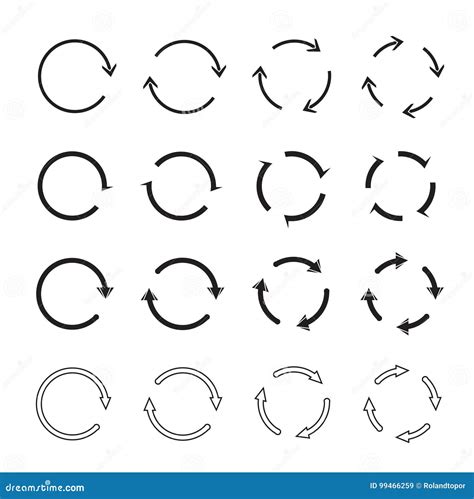 Sets Of Black Circle Arrows Vector Icons Stock Vector Illustration