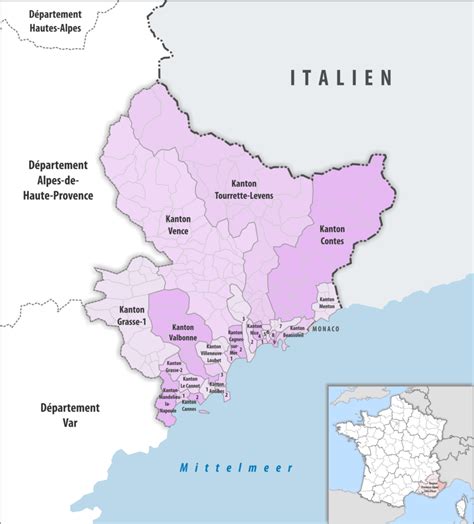 Carte Des Cantons Du Département Des Alpes Maritimes