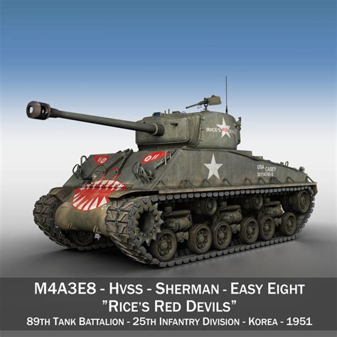 M4a3e8 Sherman Easy Eight Rices Red Devils 3d Model Flatpyramid