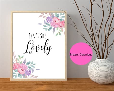 Isnt She Lovely Sign, Floral Nursery Print, Pink Boho 