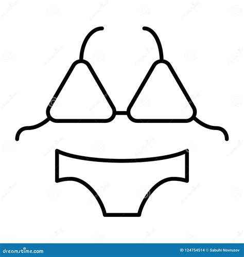Bikini Thin Line Icon Swimsuit Vector Illustration Isolated On White Stock Vector