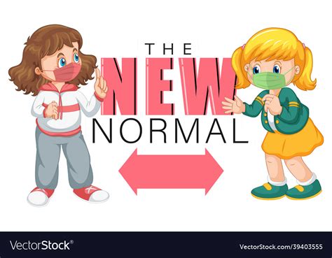 New Normal With Children Keep Social Distancing Vector Image