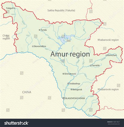 Map Amur Region Russia Stock Vector Royalty Free 186813827 Shutterstock