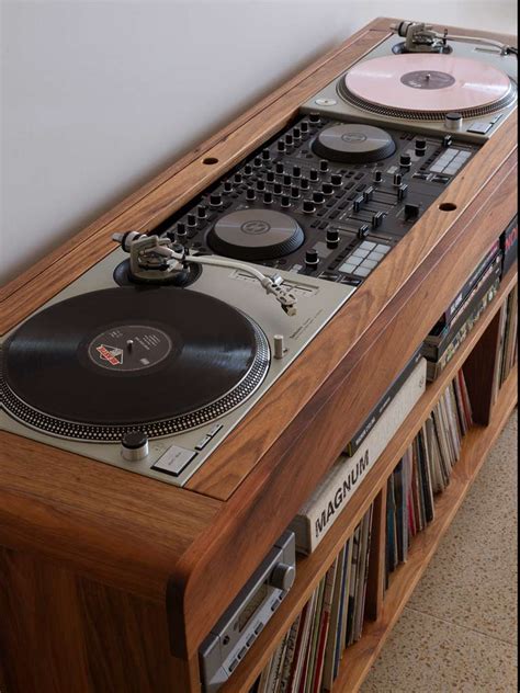Handmade Turntable And Record Cabinet And Devinyl Dj Station