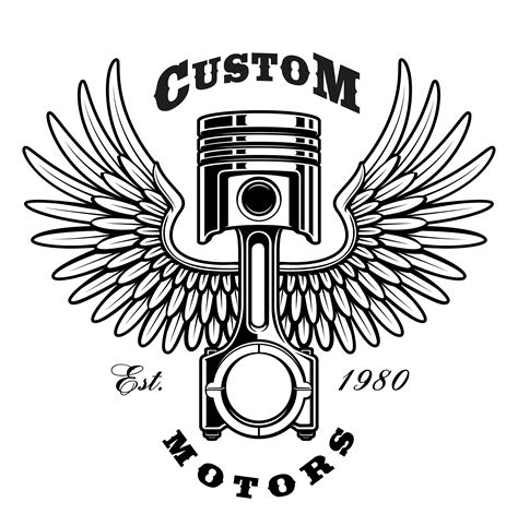 Vintage Piston With Wings On White Background 539602 Vector Art At Vecteezy