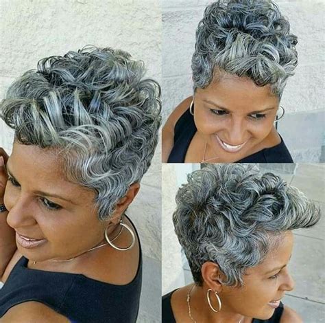 Short Natural Haircuts For Black Females With Gray Hair Wavy Haircut